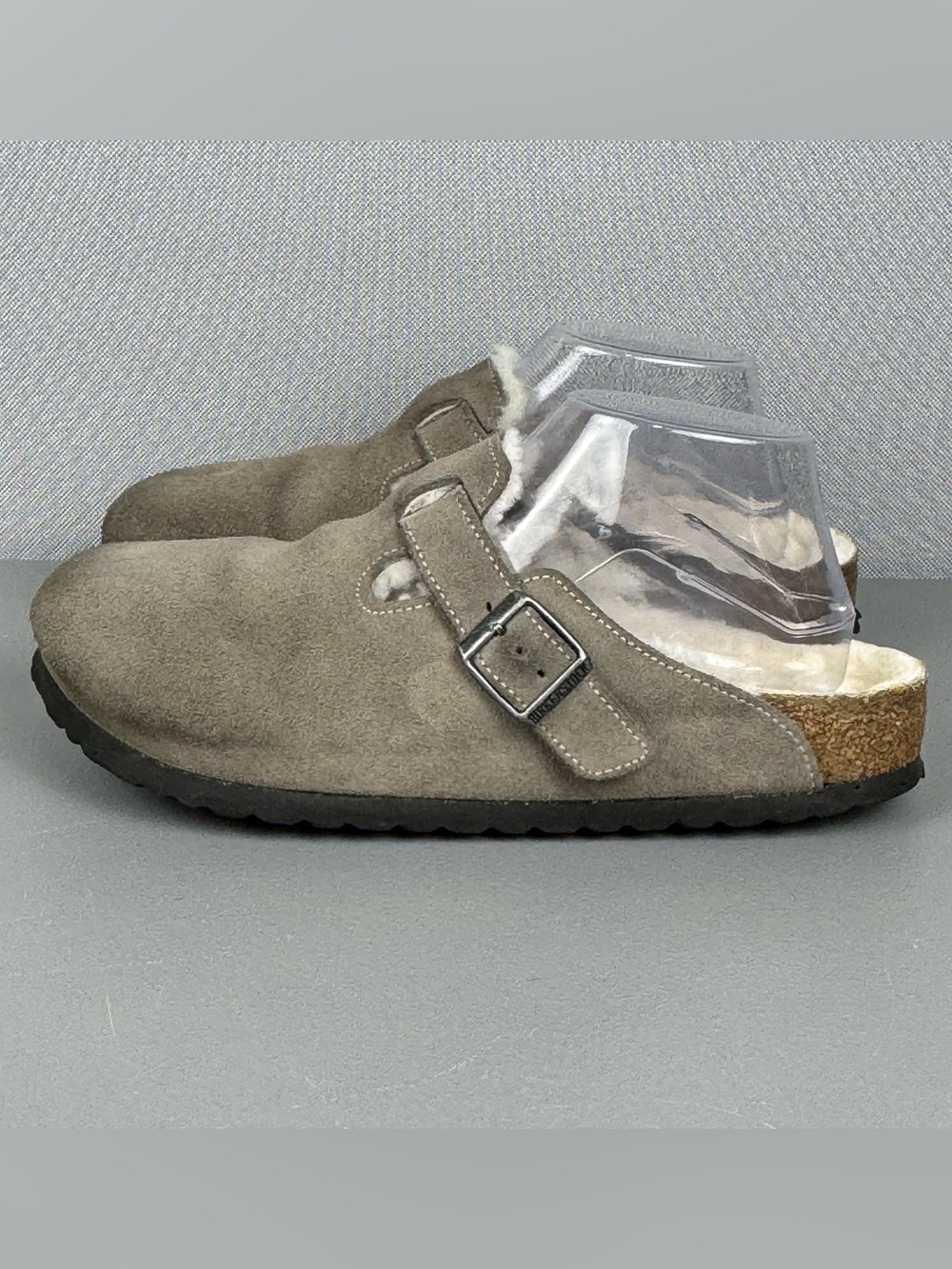 Birkenstock Boston Shearling Lined Suede Leather Clogs Shoes Grey EU 40 US W9 M7 - Picture 3 of 8